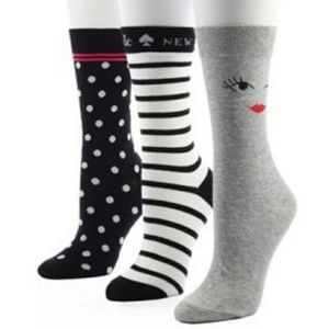 Kate Spade Wink Face 3 Pack Crew Socks
